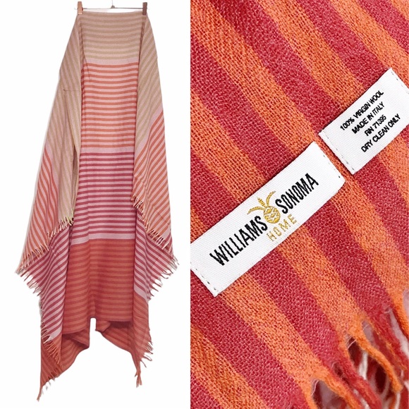 Williams Sonoma Other - Williams & Sonoma Home 100 Italian Wool Throw Beach Blanket Scarf Bright Stripe